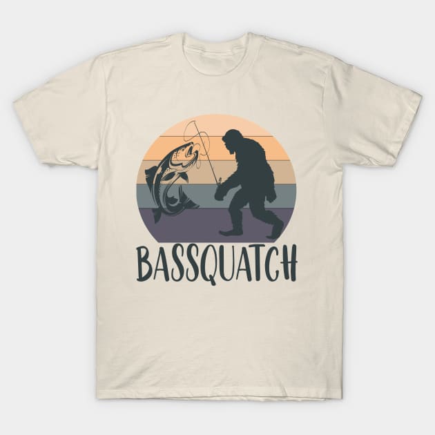 Bassquatch fisherman funny bigfoot gift T-Shirt by DODG99